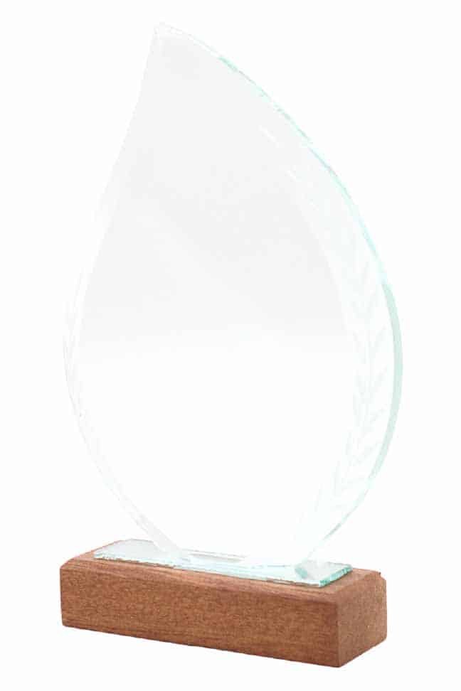 Teardrop Crystal Plaque on Wood Base