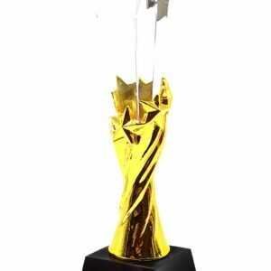 Gold Torch Trophy with Crystal Flame