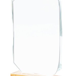 Notched Crystal Plaque on Bamboo Base