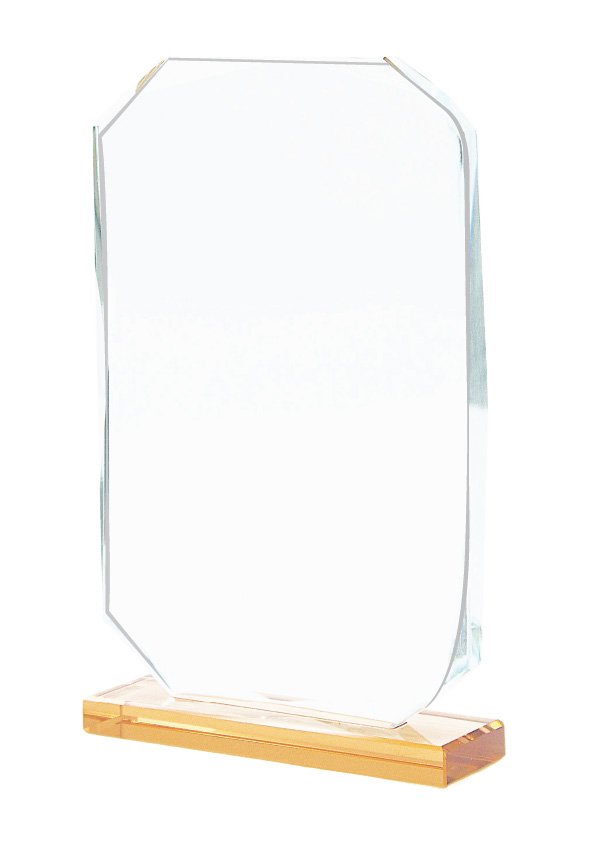 Notched Crystal Plaque on Bamboo Base