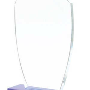 Cut-Corner Shield Crystal Plaque on Blue Base