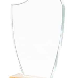 Curved Top Crystal Plaque on Bamboo Base