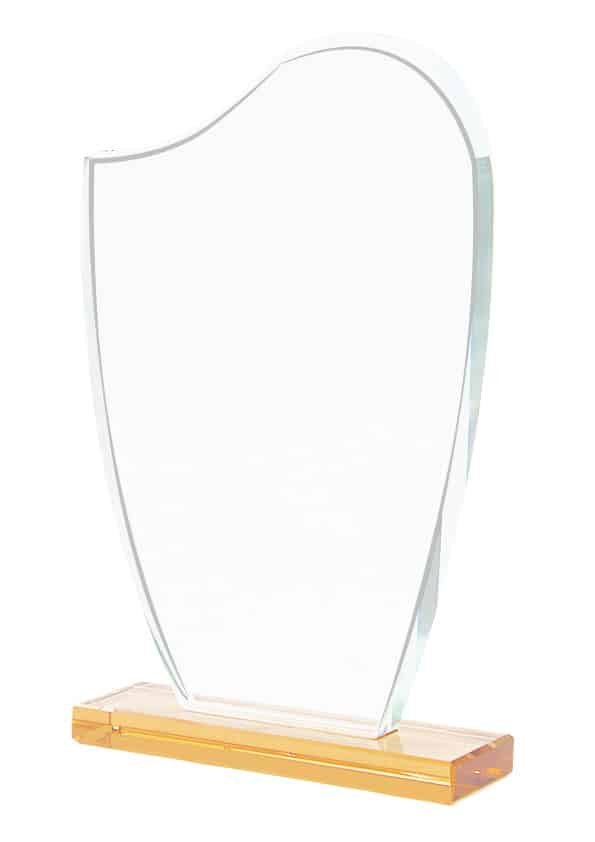 Curved Top Crystal Plaque on Bamboo Base