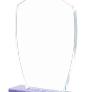 Pointed Shield Crystal Plaque on Violet Base