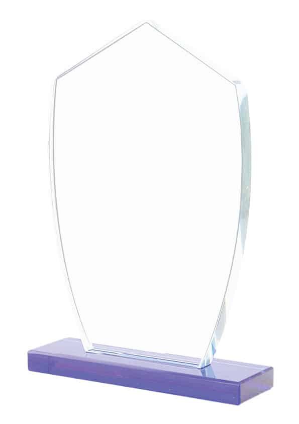 Pointed Shield Crystal Plaque on Violet Base