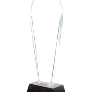 Tall Hexagon Crystal Tower Plaque on Black Base