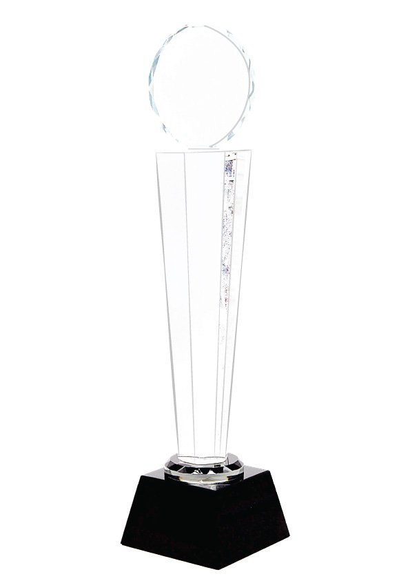 Crystal Disc Trophy on Twin Columns