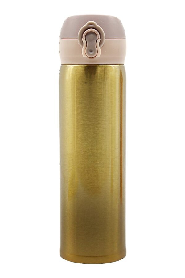 Push-Button Flip Lid Vacuum Flask – Gold